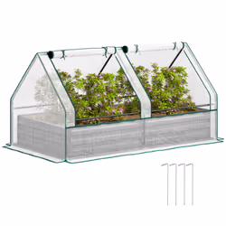 Outsunny Raised Garden Bed Planter Box with Greenhouse, White and Dark Grey - Additional view 8