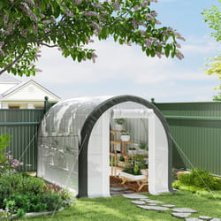 Outsunny Walk-in Tunnel Greenhouse, Upgraded Structure, Mesh Door & Windows
