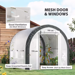 Outsunny Walk-in Tunnel Greenhouse, Upgraded Structure, Mesh Door & Windows