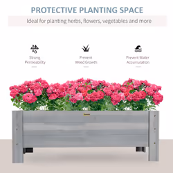 Outsunny Wooden Garden Raised Bed Planter Grow Containers Pot, 100x36.5x36cm