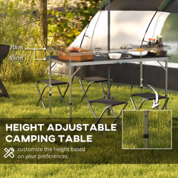 Outsunny Camping Table and Chairs Outdoor Indoor Use for BBQ Picnic Garden