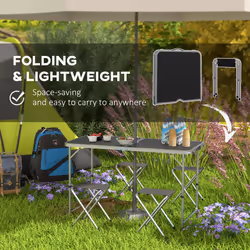 Outsunny Camping Table and Chairs Outdoor Indoor Use for BBQ Picnic Garden - Additional view 5