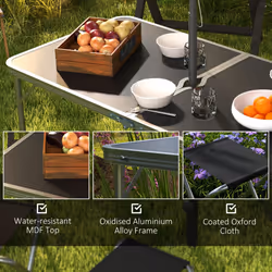 Outsunny Camping Table and Chairs Outdoor Indoor Use for BBQ Picnic Garden - Additional view 6