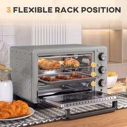 HOMCOM Mini Oven 21L Electric Grill w/ Adjustable Temp 1400W, Silver Tone - Additional view 4