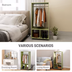 HOMCOM Open Wardrobe Clothes Rail Bedroom Clothes Storage Rod Shelves Green - Additional view 5