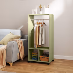 HOMCOM Open Wardrobe Clothes Rail Bedroom Clothes Storage Rod Shelves Green - Additional view 6
