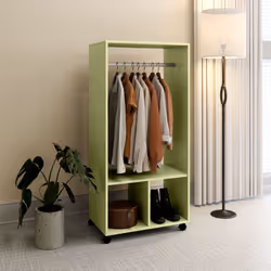 HOMCOM Open Wardrobe Clothes Rail Bedroom Clothes Storage Rod Shelves Green - Additional view 7