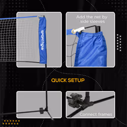 SPORTNOW 4m Badminton Net, Adjustable Sports Net for Tennis, Volleybal, Blue