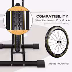 SPORTNOW Vertical & Horizontal Bike Rack Fits 6"-28" and 700c Bikes, Black