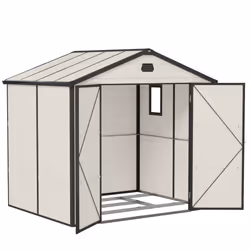 Outsunny 8 x 6ft Garden Shed Storage w/ Foundation Kit, Vents, Cream White