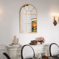 HOMCOM Modern Arched Window Wall Mirror for Bedroom, 91x60cm, Gold Tone - Additional view 5