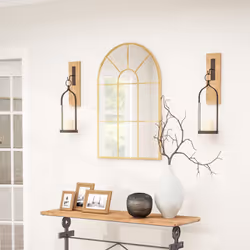 HOMCOM Modern Arched Window Wall Mirror for Bedroom, 91x60cm, Gold Tone - Additional view 6