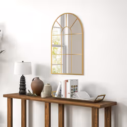 HOMCOM Modern Arched Window Wall Mirror for Bedroom, 91x60cm, Gold Tone - Additional view 8
