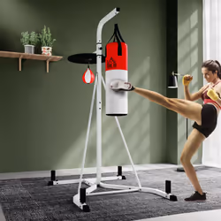 HOMCOM Punchbag & Speedball Boxing Station w/ Freestanding Frame, White