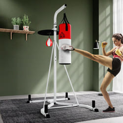 HOMCOM Punchbag & Speedball Boxing Station w/ Freestanding Frame, White