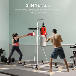HOMCOM Punchbag & Speedball Boxing Station w/ Freestanding Frame, White
