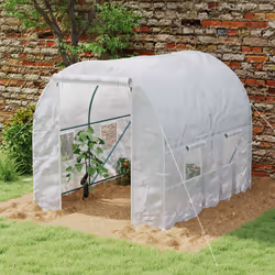 Outsunny Polytunnel Greenhouse Outdoor Grow House Roll Up Door Windows 2x2.5m