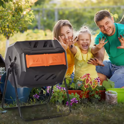Outsunny 160L Outdoor Tumbling Compost Bin with Dual Chamber, Orange