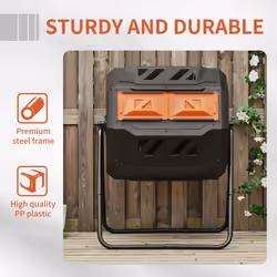 Outsunny 160L Outdoor Tumbling Compost Bin with Dual Chamber, Orange - Additional view 5