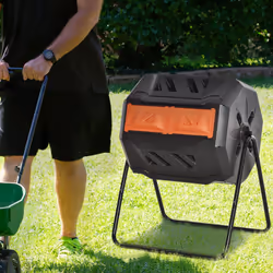 Outsunny 160L Outdoor Tumbling Compost Bin with Dual Chamber, Orange - Additional view 6
