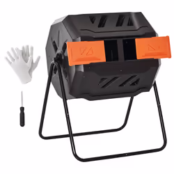 Outsunny 160L Outdoor Tumbling Compost Bin with Dual Chamber, Orange - Additional view 8