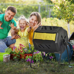 Outsunny 160L Outdoor Tumbling Compost Bin with Dual Chamber, Yellow