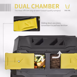 Outsunny 160L Outdoor Tumbling Compost Bin with Dual Chamber, Yellow