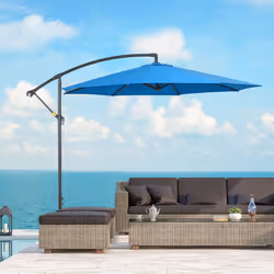 Outsunny 3(m) Garden Banana Parasol Cantilever Umbrella w/ Cross Base, Blue