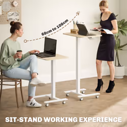 Vinsetto Standing Desk Sit Stand Desk with 4 Rolling Wheels, Natural