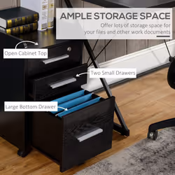 HOMCOM 3 Drawer Mobile Filing Cabinet Lockable Filing Cabinet, Black