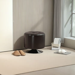 HOMCOM Swivel Foot Stool PU Footstool with Thick Padding Brown