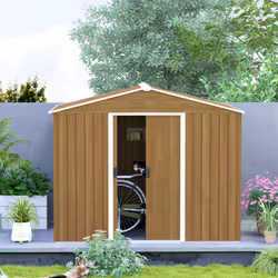 Outsunny 8 x 6ft Garden Storage Shed with Double Door Brown Wood Effect - Additional view 4