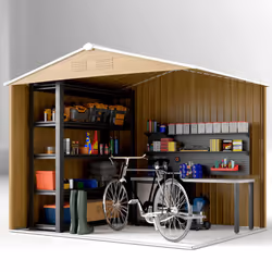 Outsunny 8 x 6ft Garden Storage Shed with Double Door Brown Wood Effect - Additional view 5