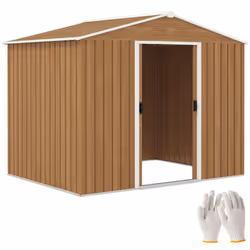 Outsunny 8 x 6ft Garden Storage Shed with Double Door Brown Wood Effect - Additional view 7