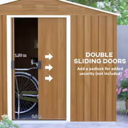 Outsunny 8 x 6ft Garden Storage Shed with Double Door Brown Wood Effect - Additional view 8