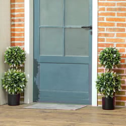 HOMCOM Set of 2 Potted Artificial Plants with Lavender Flowers, White