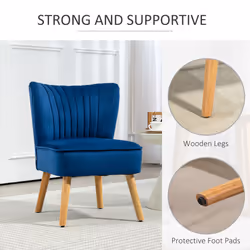 HOMCOM Velvet Accent Chair Occasional Tub Chair for Living Room, Dark Blue
