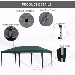 Outsunny 6 x 3(m) Pop Up Gazebo Patio Party Event Heavy Duty Canopy Green