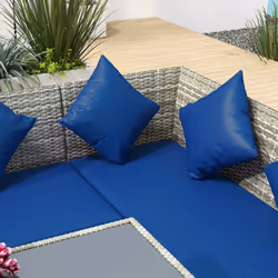 Outsunny 5Pcs Rattan Dining Corner Sofa Set, Garden Furniture Set, Dark Blue - Additional view 6