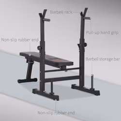 HOMCOM Adjustable Weight Bench with Barbell Rack, Dip Station, Black - Additional view 5