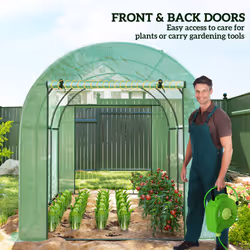 Outsunny 3 x 2 x 2m Polytunnel Greenhouse with Doors and Mesh Windows