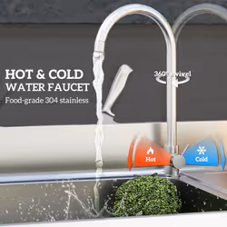 HOMCOM Outdoor Kitchen Sink Unit with Cold and Hot Water Pipe - Additional view 4