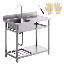 HOMCOM Outdoor Kitchen Sink Unit with Cold and Hot Water Pipe - Additional view 8