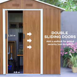 Outsunny 6.5x3.5ft Metal Garden Shed for Garden, Brown Wood Effect - Additional view 7
