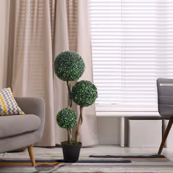HOMCOM Artificial Plant Boxwood Ball Topiary Tree Indoor Outdoor, 90cm