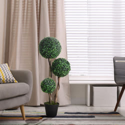 HOMCOM Artificial Plant Boxwood Ball Topiary Tree Indoor Outdoor, 90cm