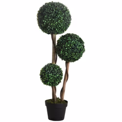 HOMCOM Artificial Plant Boxwood Ball Topiary Tree Indoor Outdoor, 90cm - Additional view 8