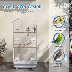 PawHut Bird Cage for Budgies, Finches, Canaries w/ Toys, Tray, White - Additional view 4