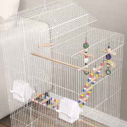 PawHut Bird Cage for Budgies, Finches, Canaries w/ Toys, Tray, White - Additional view 6