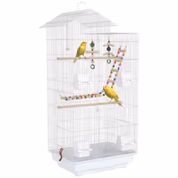 PawHut Bird Cage for Budgies, Finches, Canaries w/ Toys, Tray, White - Additional view 8